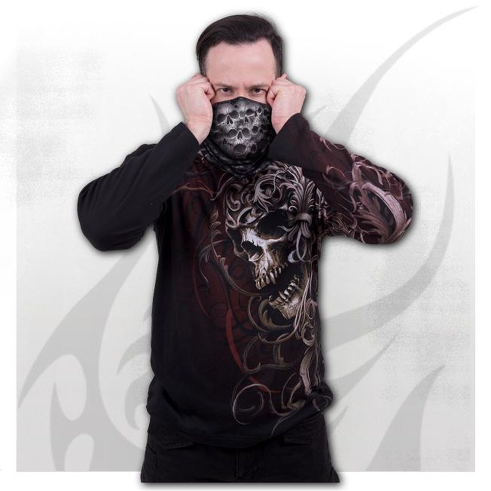 Spiral - TWISTED SKULLS Halswarmer/Sjaal - Mondkapje - Zwart